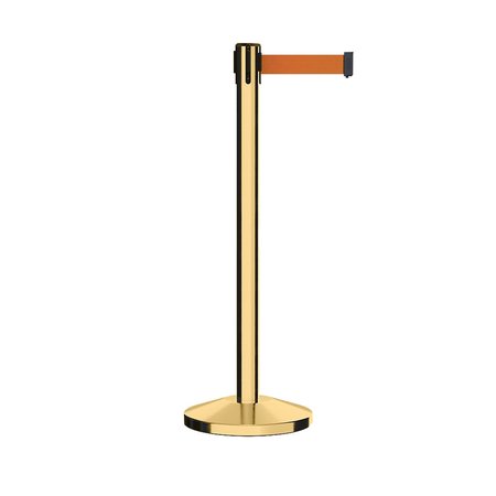 MONTOUR LINE Stanchion Belt Barrier Pol.Brass Post 13ft. Orange Belt M630-PB-OR-130